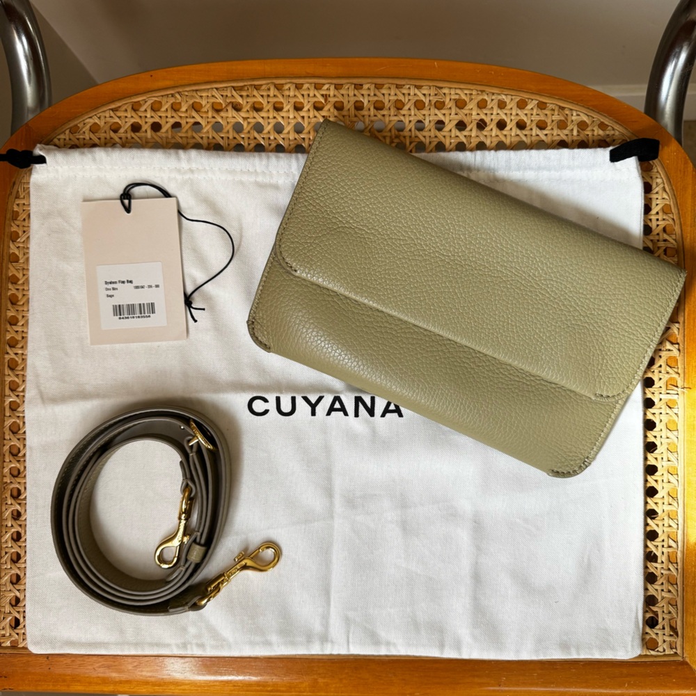 Cuyana System Flap Bag + Adjustable Strap in Sage